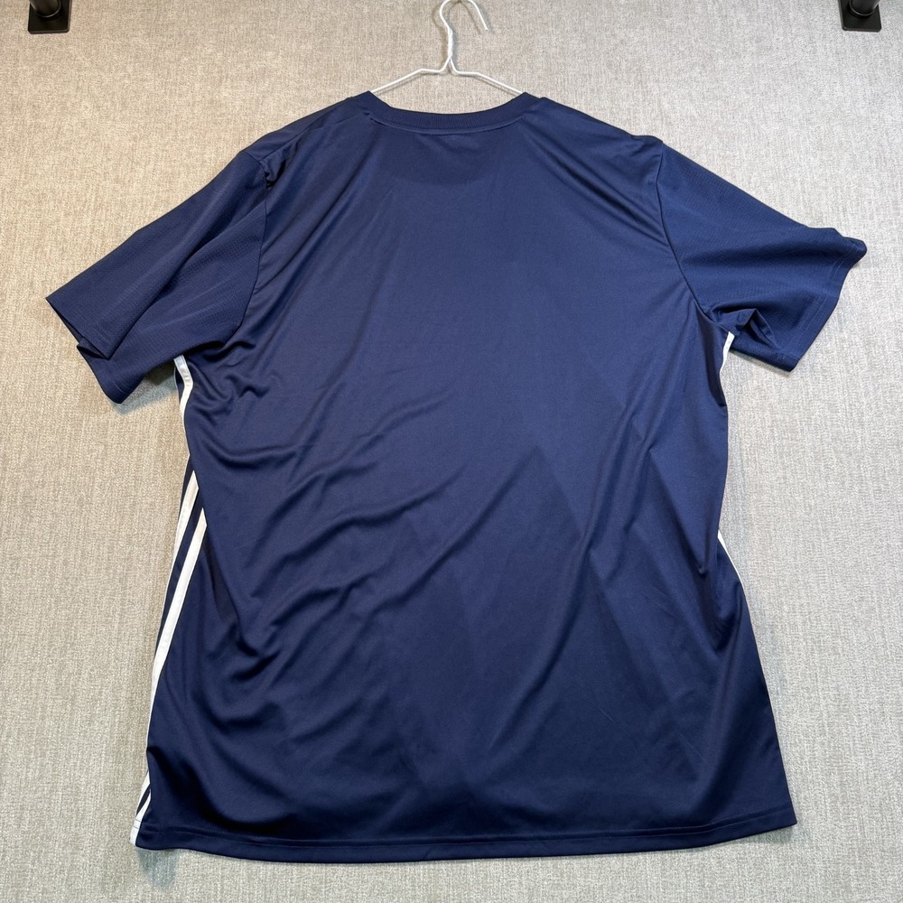Adidas Aeroready T-Shirt Mens 2XL Navy Slim Fit 3 Stripes Training Soccer Tee - Picture 3 of 9